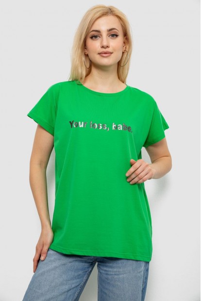 Футболка женская с принтом, цвет зеленый, 244R3016