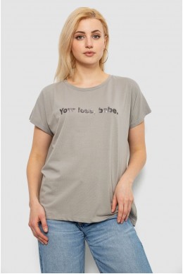 Футболка женская с принтом, цвет серый, 244R3016