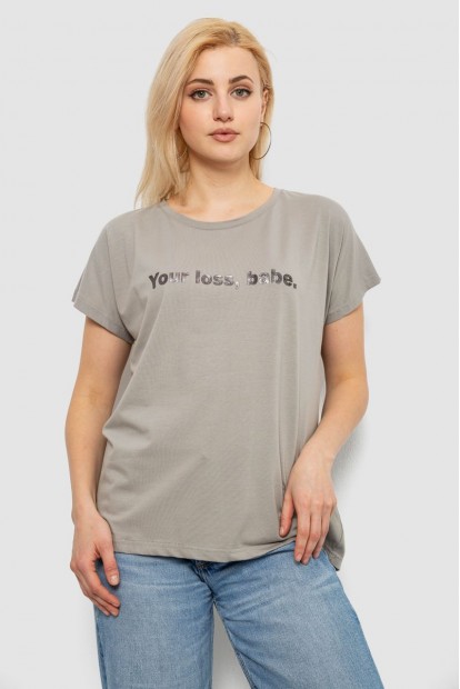 Футболка женская с принтом, цвет серый, 244R3016