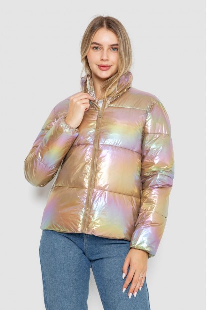 Куртка жіноча демісезонна плащівка  -уцінка, колір бежево-бузковий, 243R2022-2-U-1