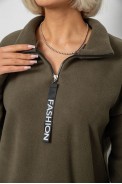 Батник женский на поларфлисе, цвет темно-оливковый, 257R333-5 - фото № 4