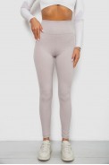 Лосины однотонные в рубчик, цвет светло-бежевый, 244R686 - фото № 0