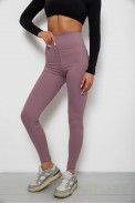 Лосины однотонные в рубчик, цвет пудровый, 244R686 - фото № 2