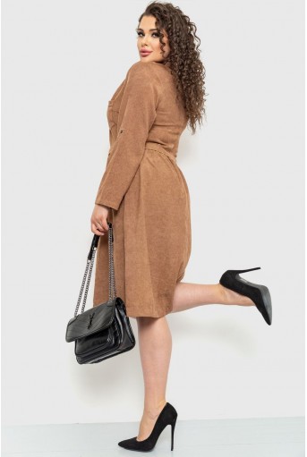 Купити Сукня вельветова батал, колір коричневий, 230R020-1 - Фото №3
