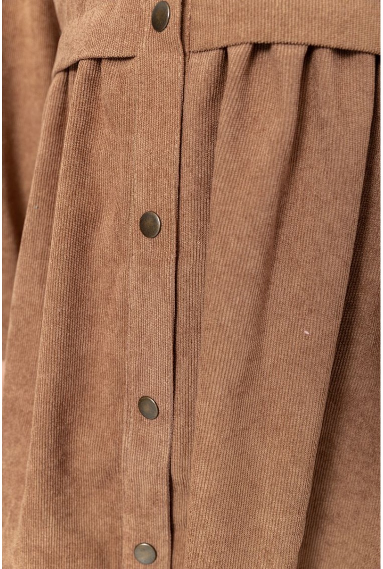 Купити Сукня вельветова батал, колір коричневий, 230R020-1 - Фото №5