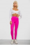 Лосины однотонные в рубчик, цвет розовый, 244R686 - фото № 1