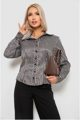 Рубашка классическая в полоску, цвет черно-молочный, 230R66-2