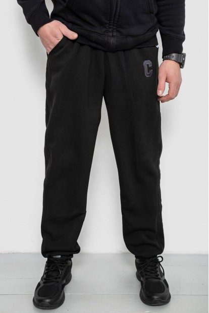 Спортивные штаны мужские на флисе, цвет черный, 129RA9995-1