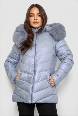 Куртка женская зимняя короткая, цвет голубой, 244R23-611