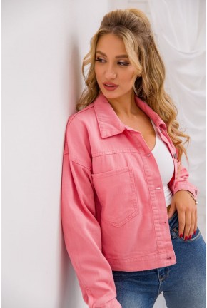 Джинсовая куртка женская однотонная, цвет розовый, 157R357