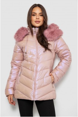 Куртка женская зимняя короткая, цвет розовый, 244R23-611