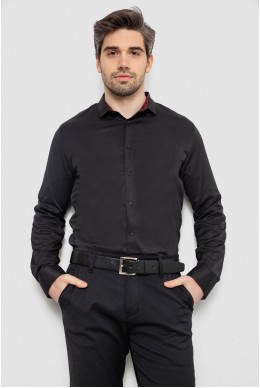 Рубашка мужская однотонная, цвет черный, 186R2010