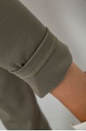 Лосини в рубчик на флісі, колір хакі, 244R1709 - фото № 4