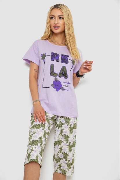 Пижама женская с принтом  -уценка, цвет сиреневый, 243R3755-U-2