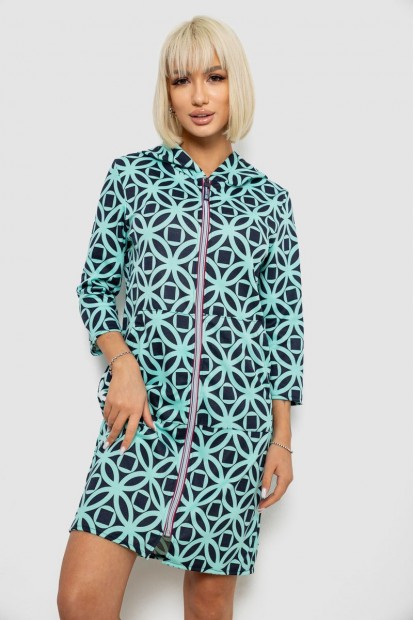 Халат женский на молнии с принтом, цвет мятный, 257R1027