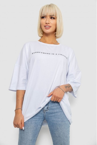 Футболка жіноча з принтом, колір білий, 244R2020
