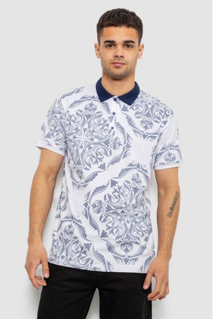 Поло чоловіче з принтом, колір білий, 244R7507