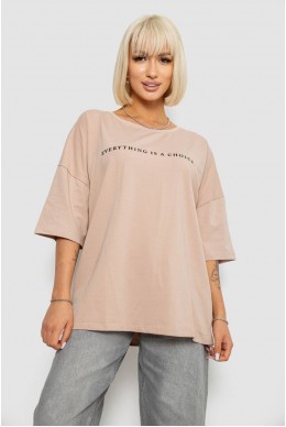 Футболка жіноча з принтом, колір бежевий, 244R2020