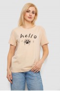 Футболка женская с принтом, цвет бежевый, 244R2005 - фото № 0