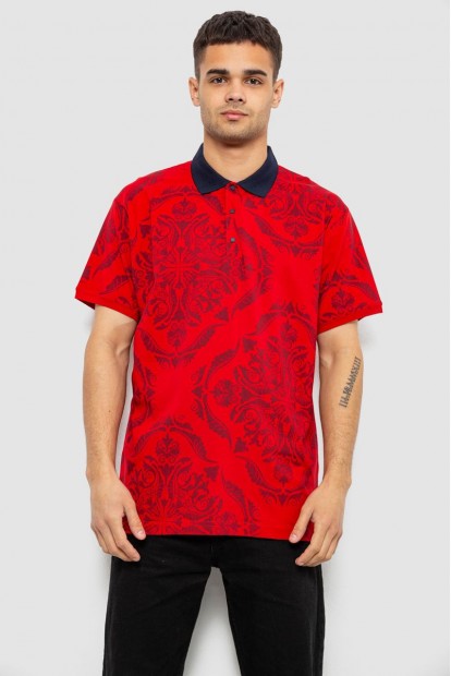 Поло чоловіче з принтом, колір бордовий, 244R7507