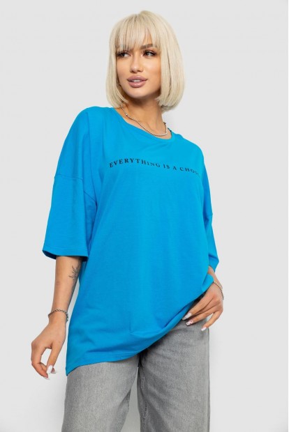 Футболка жіноча з принтом, колір блакитний, 244R2020