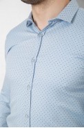 Рубашка мужская однотонная с принтом  -уценка, цвет голубой, 186R2114-U-1 - фото № 4