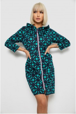 Халат женский на молнии с принтом, цвет зеленый, 257R1027