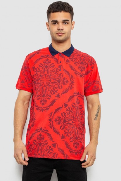 Поло чоловіче з принтом, колір червоний, 244R7507