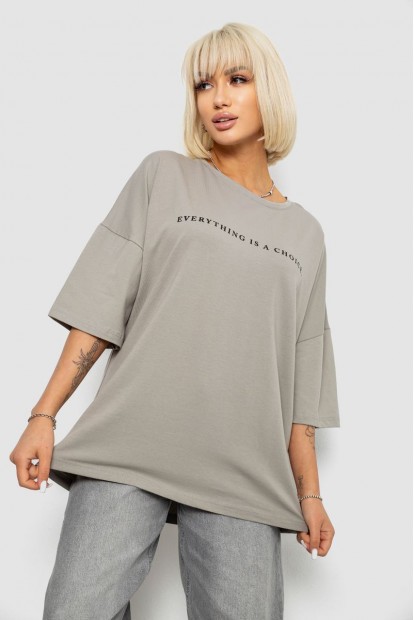 Футболка жіноча з принтом, колір сірий, 244R2020
