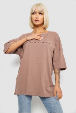 Футболка жіноча з принтом, колір мокко, 244R2020