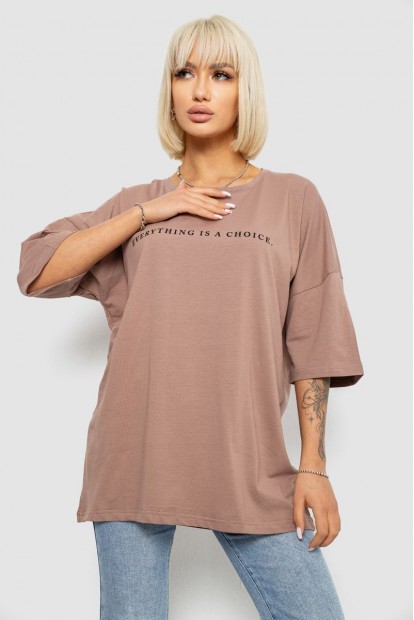 Футболка жіноча з принтом, колір мокко, 244R2020