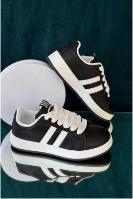 Кроссовки женски экокожа, цвет черно-белый, 248RJH300-4