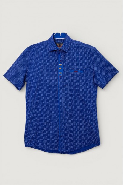 Сорочка чоловіча з принтом, колір електрик, 214R7020