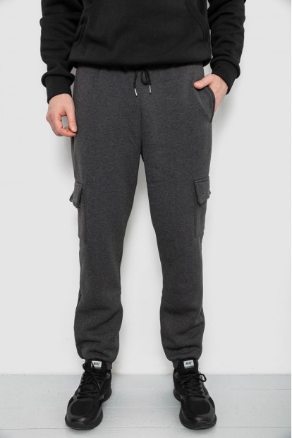 Спортивні штани чоловічі на флісі, колір грифельний, 129RA9997