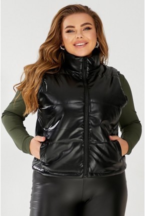 Жилет жіночий демісезонний екошкіра, колір чорний, 257R68