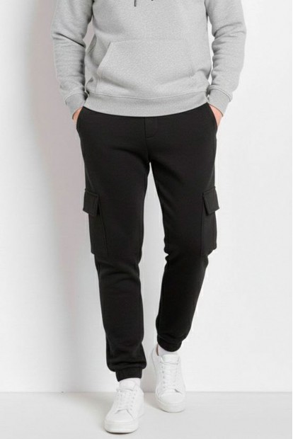 Спортивні штани чоловічі на флісі, колір чорний, 129RA9997