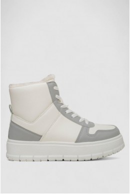 Кроссовки женские зимние на меху, цвет бело-серый, 248RMB07