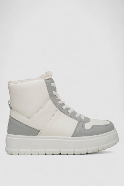 Кроссовки женские зимние на меху, цвет бело-серый, 248RMB07