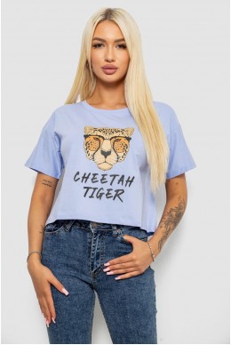 Футболка женская с принтом, цвет голубой, 221R9903