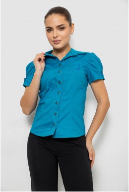 Рубашка женская однотонная, цвет бирюзовый, 230R070