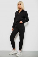 Спортивный костюм женский однотонный, цвет черный, 244R1069AG - фото № 2