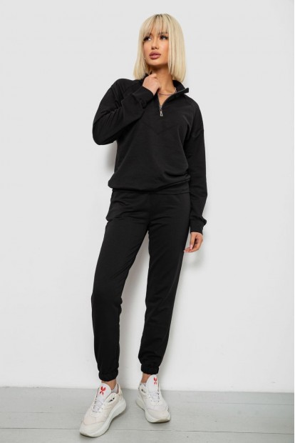 Спортивный костюм женский однотонный, цвет черный, 244R1069AG