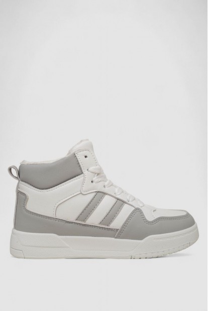 Кроссовки женские зимние на меху, цвет бело-серый, 248RAD400