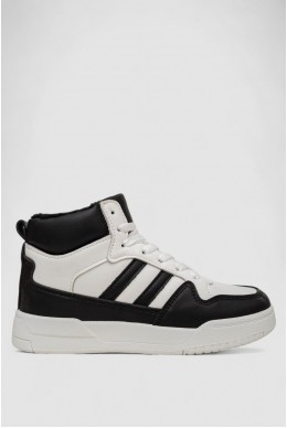 Кроссовки женские зимние на меху, цвет бело-черный, 248RAD400