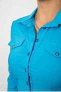 Рубашка женская однотонная  -уценка, цвет голубой, 230R068-U-43 - фото № 4