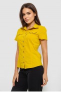 Рубашка женская однотонная  -уценка, цвет горчичный, 230R068-1-U-330 - фото № 2