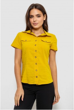 Рубашка женская однотонная  -уценка, цвет горчичный, 230R068-1-U-331