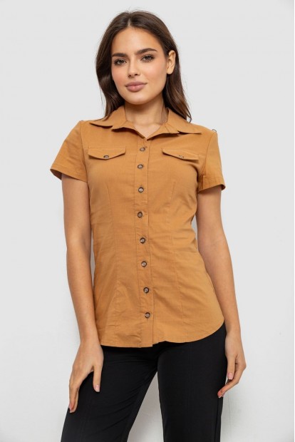 Рубашка женская однотонная  -уценка, цвет коричневый, 230R068-1-U-332