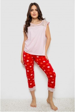 Пижама женская с принтом  -уценка, цвет розовый, 243R1602-010-U-13