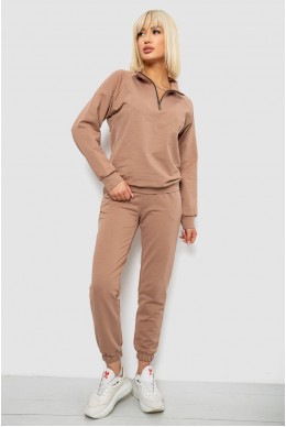 Спортивный костюм женский однотонный, цвет мокко, 244R1069AG